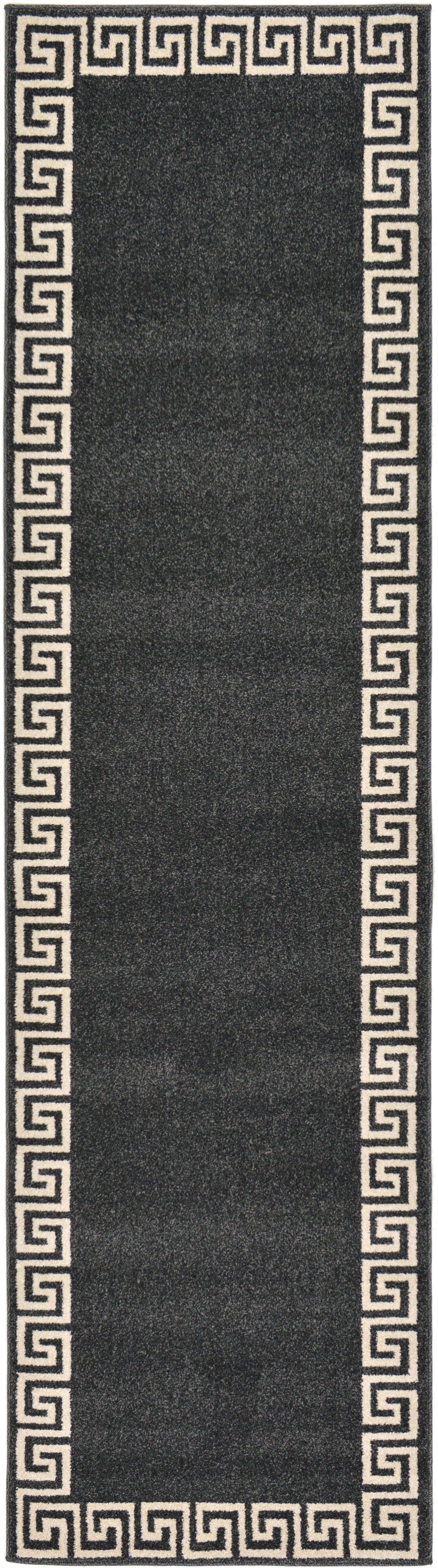Aegean Labyrinth Collection Area Rug -  Santorini Runner Charcoal  lifestyle 41
