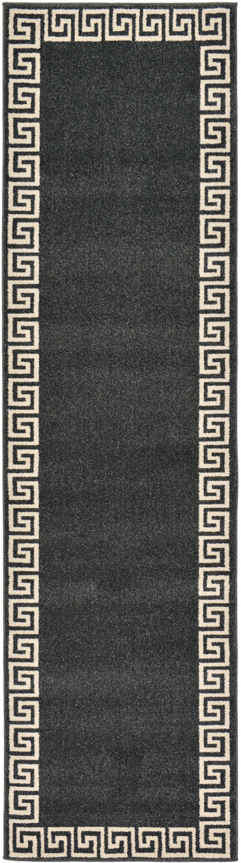 Aegean Labyrinth Collection Area Rug -  Santorini Runner Charcoal  lifestyle 41