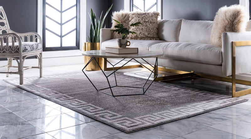 Aegean Labyrinth Collection Area Rug -  Santorini Rectangle Gray  lifestyle 7