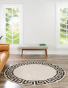 Aegean Labyrinth Collection Area Rug -  Santorini Round Beige and Gray  lifestyle 98