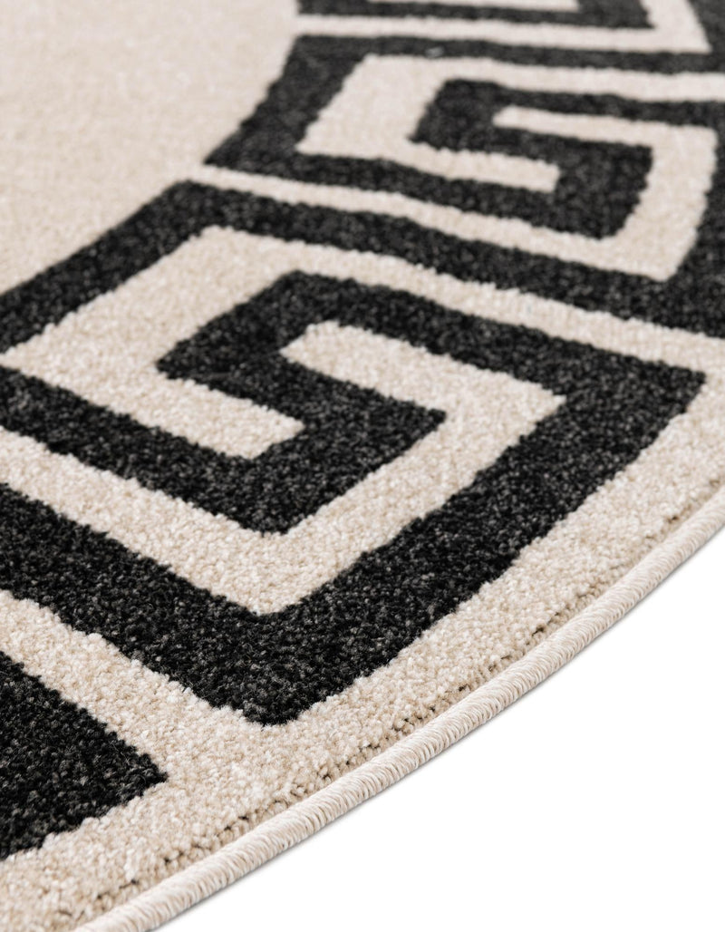 Aegean Labyrinth Collection Area Rug -  Santorini Round Beige and Gray  lifestyle 163