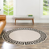 Aegean Labyrinth Collection Area Rug -  Santorini Round Beige and Gray  lifestyle 183