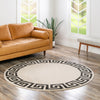 Aegean Labyrinth Collection Area Rug -  Santorini Round Beige and Gray  lifestyle 190