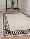 Aegean Labyrinth Collection Area Rug -  Santorini Rectangle Beige and Gray  lifestyle 10
