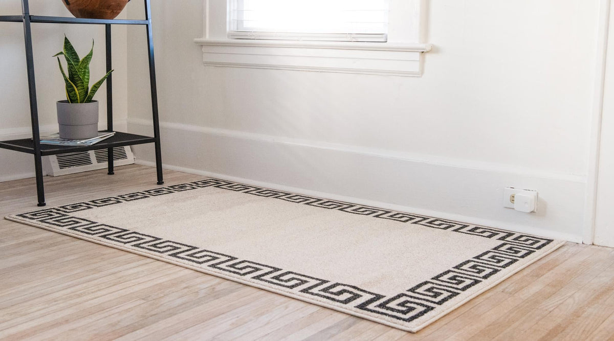 Aegean Labyrinth Collection Area Rug -  Santorini Rectangle Beige and Gray  lifestyle 17