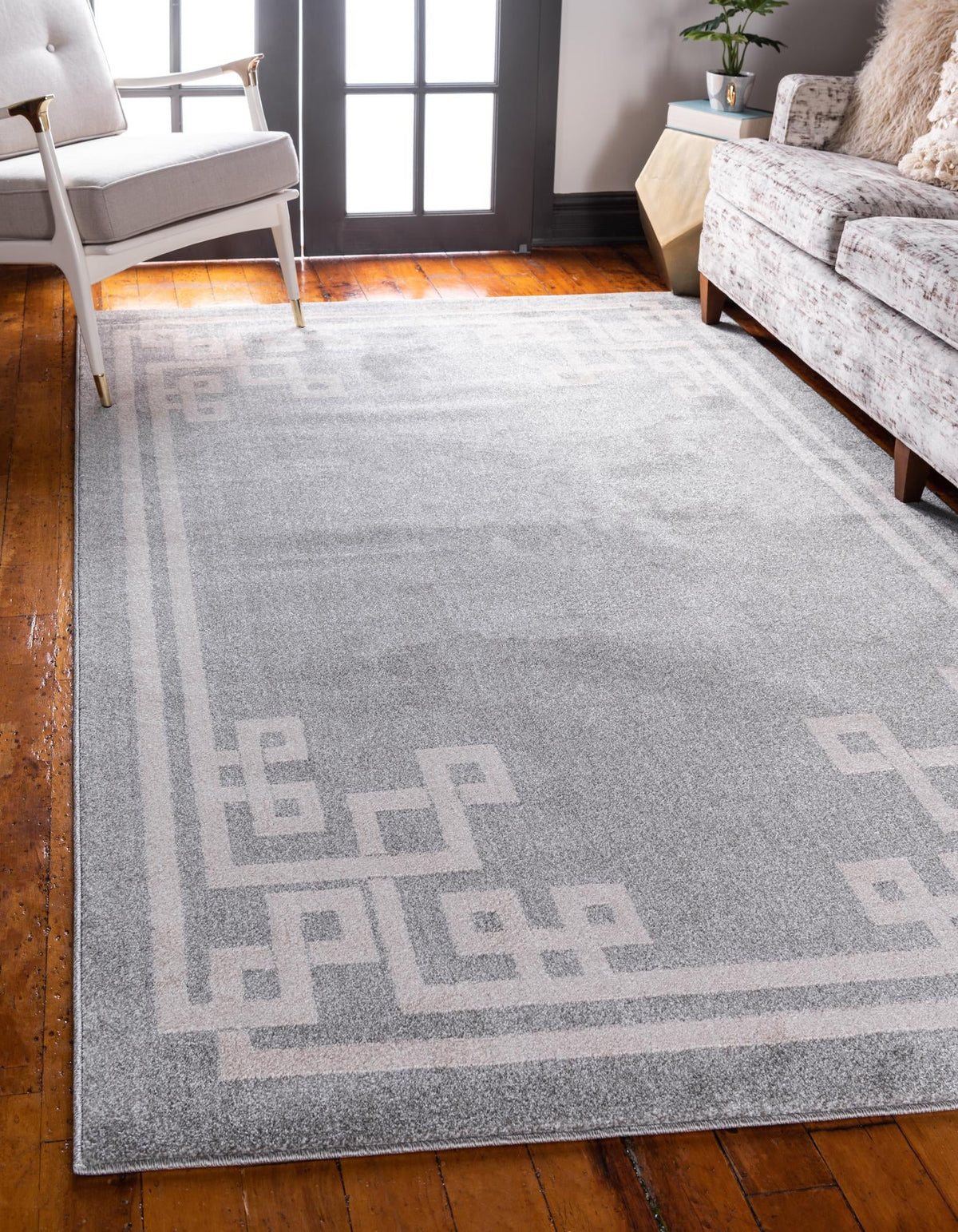 Aegean Labyrinth Collection Area Rug -  Rhodes Rectangle Gray  lifestyle 6