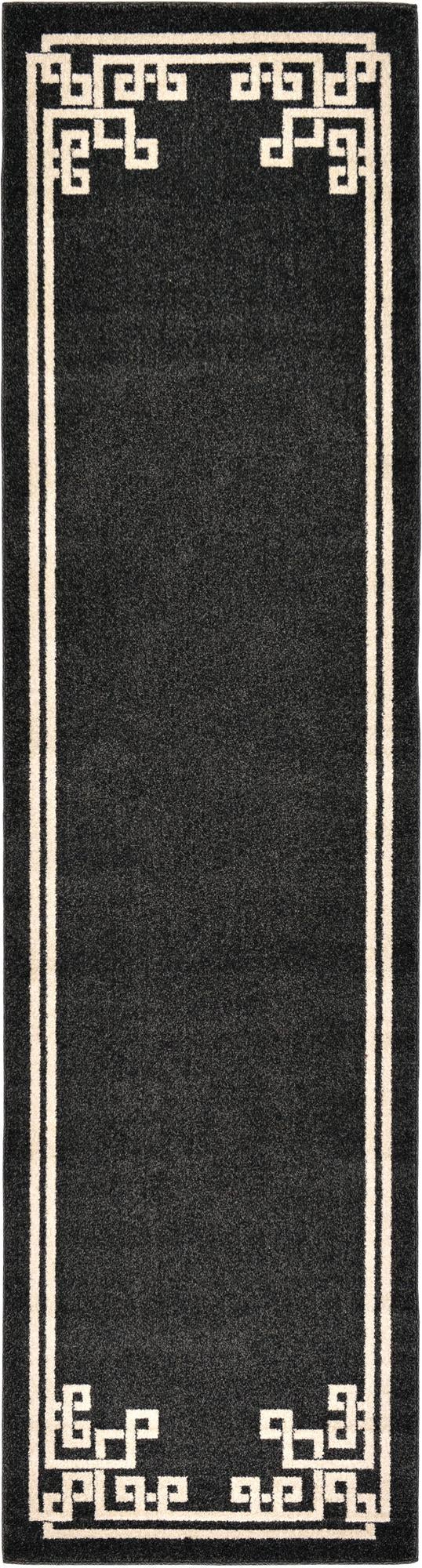 Aegean Labyrinth Collection Area Rug -  Rhodes Runner Black  lifestyle 93