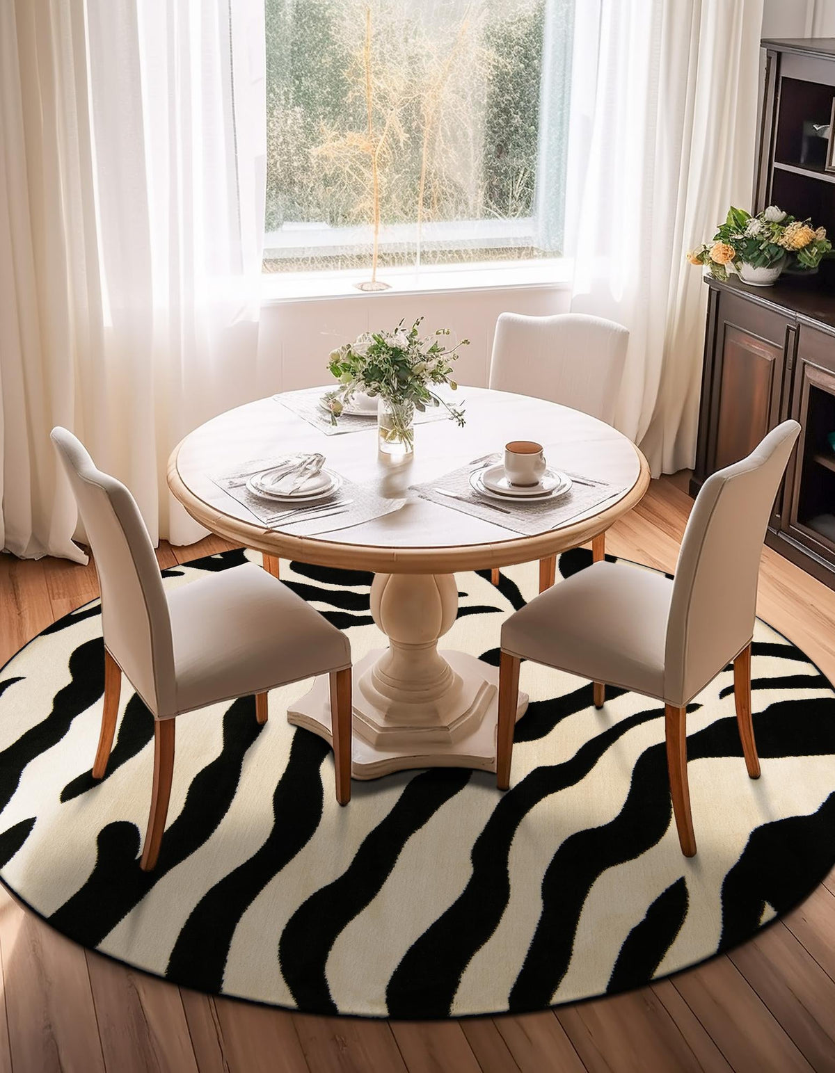 Savannah Sojourn Collection Area Rug -  Okavango Round Ivory  lifestyle 30