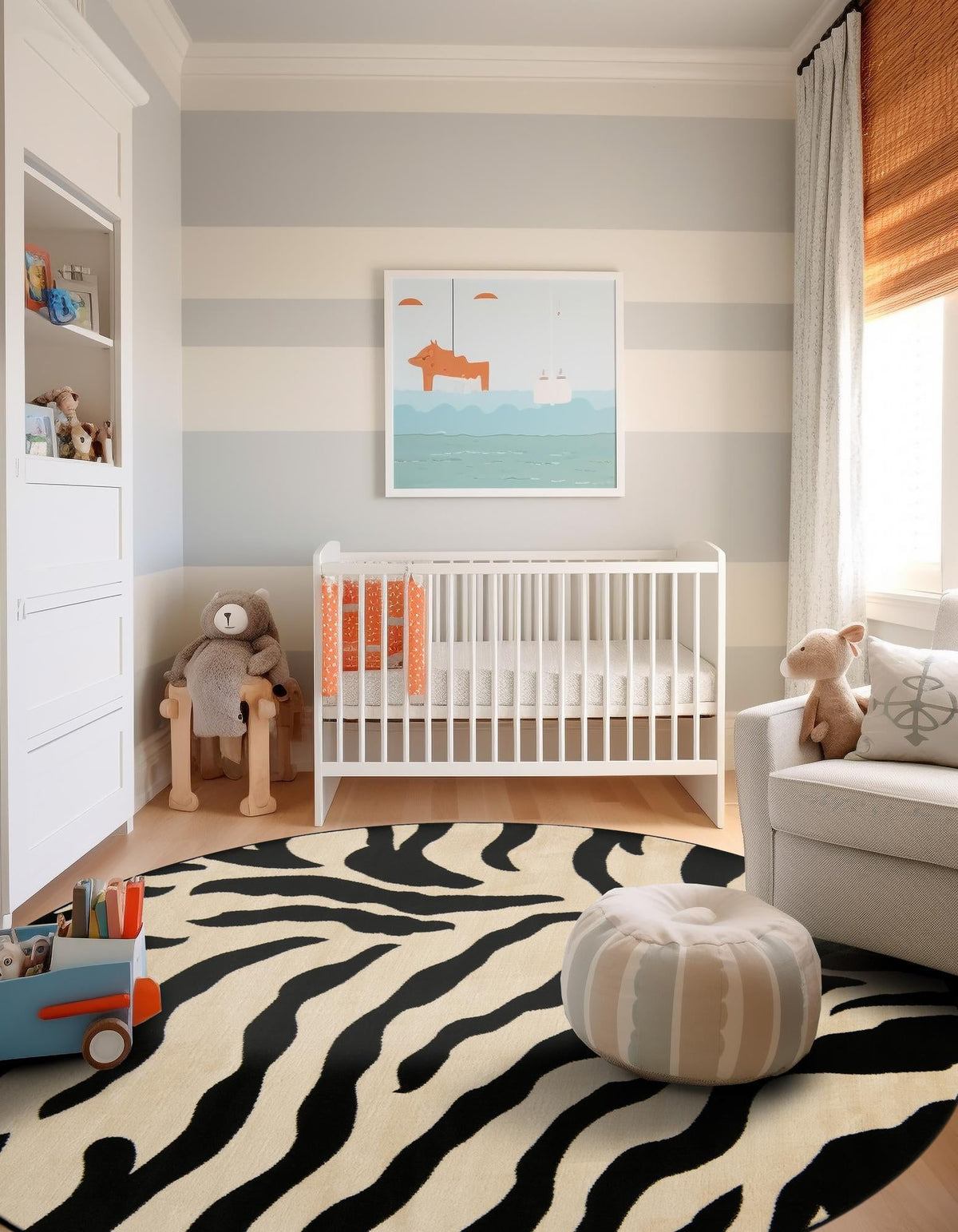 Savannah Sojourn Collection Area Rug -  Okavango Round Ivory  lifestyle 32