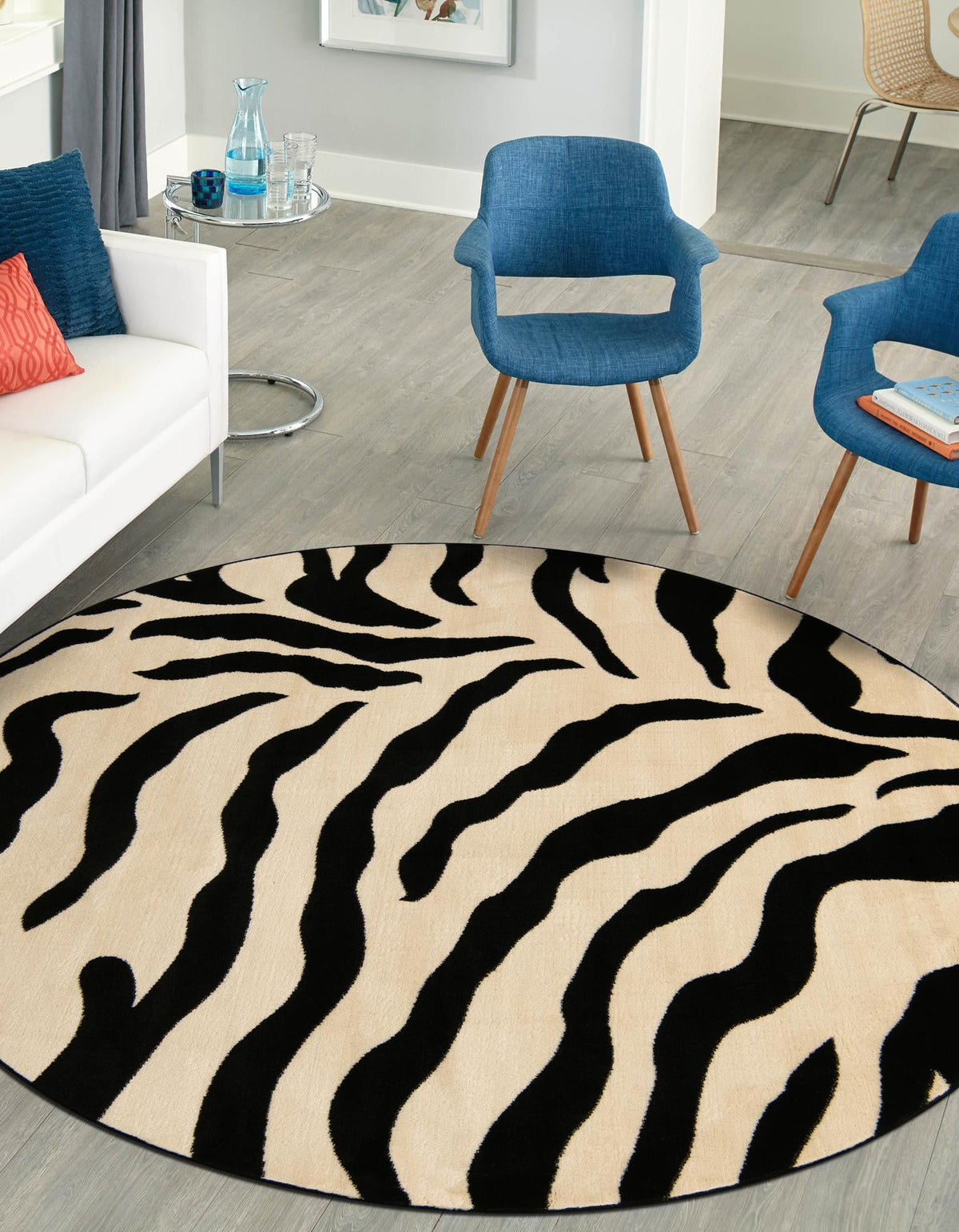 Savannah Sojourn Collection Area Rug -  Okavango Round Ivory  lifestyle 40