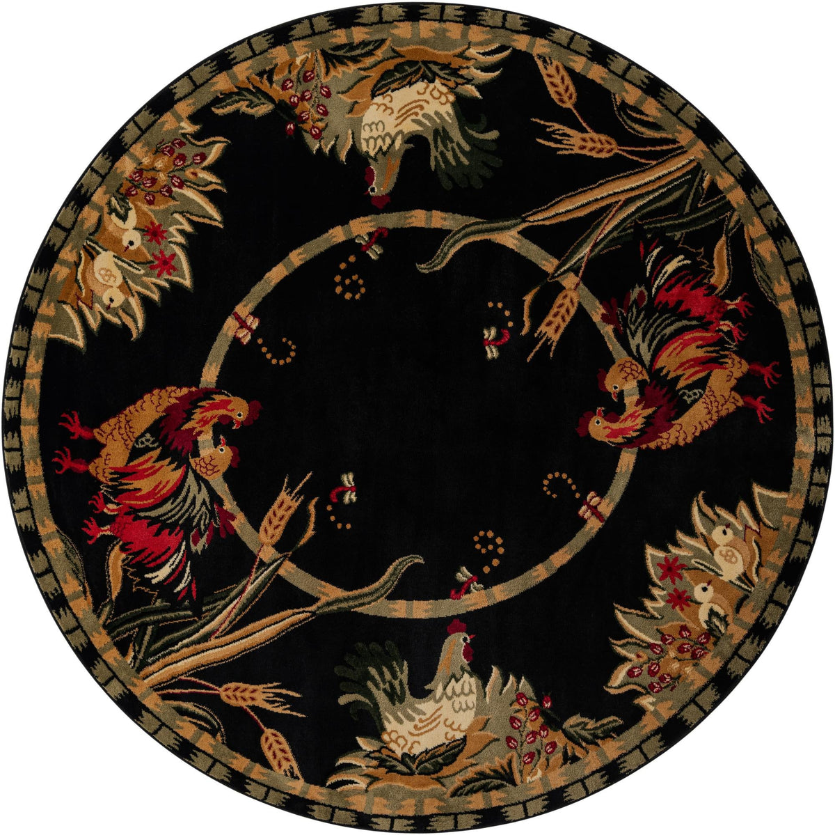 Rural Charm Collection Area Rug - Meadowbrook Round Black  lifestyle 43
