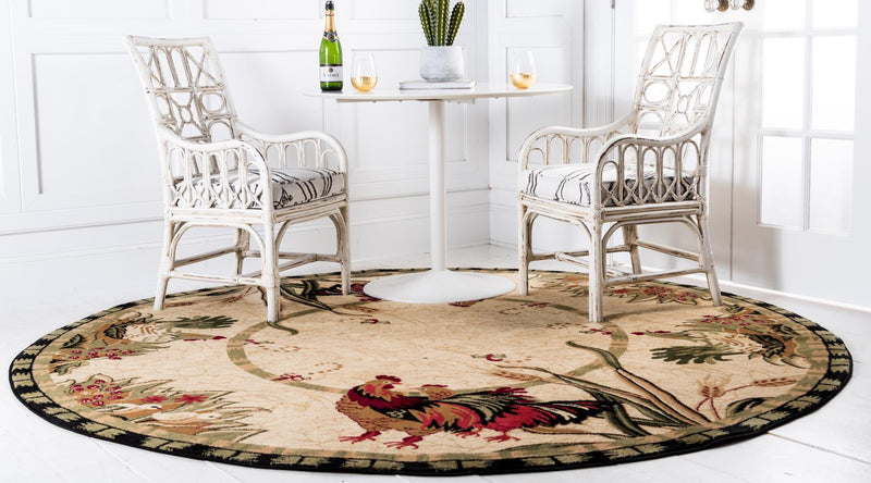 Rural Charm Collection Area Rug - Meadowbrook Round Cream  lifestyle 51