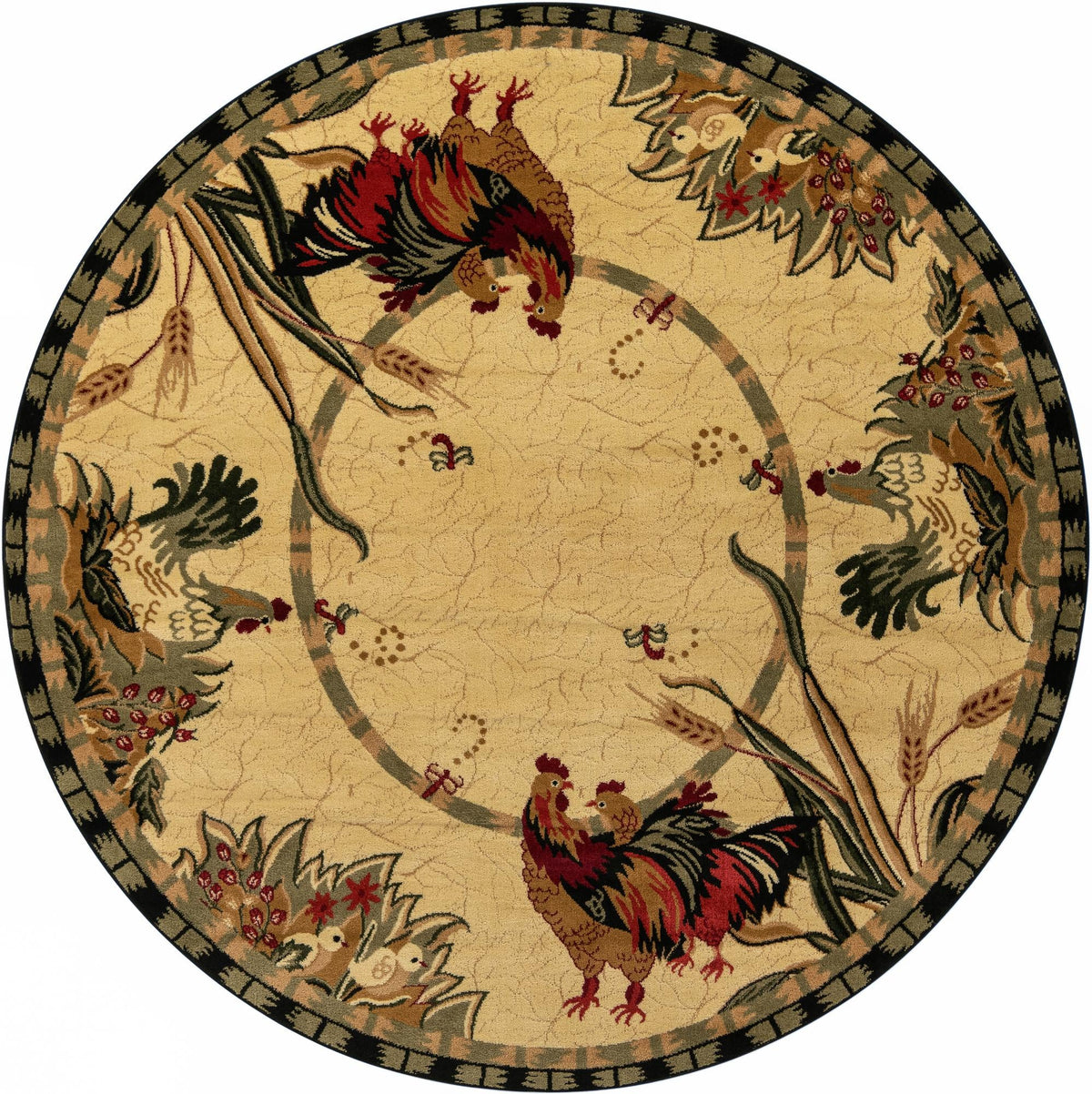Rural Charm Collection Area Rug - Meadowbrook Round Cream  lifestyle 31