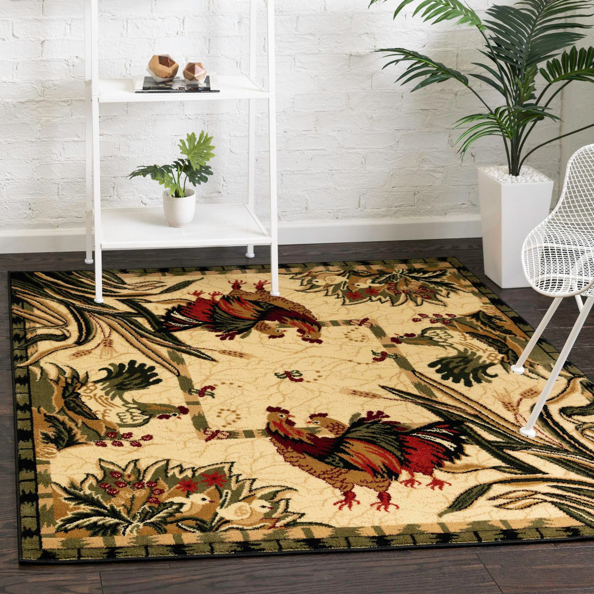 Rural Charm Collection Area Rug - Meadowbrook Square Cream  lifestyle 42