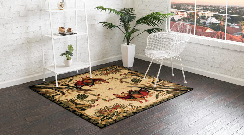 Rural Charm Collection Area Rug - Meadowbrook Square Cream  lifestyle 52