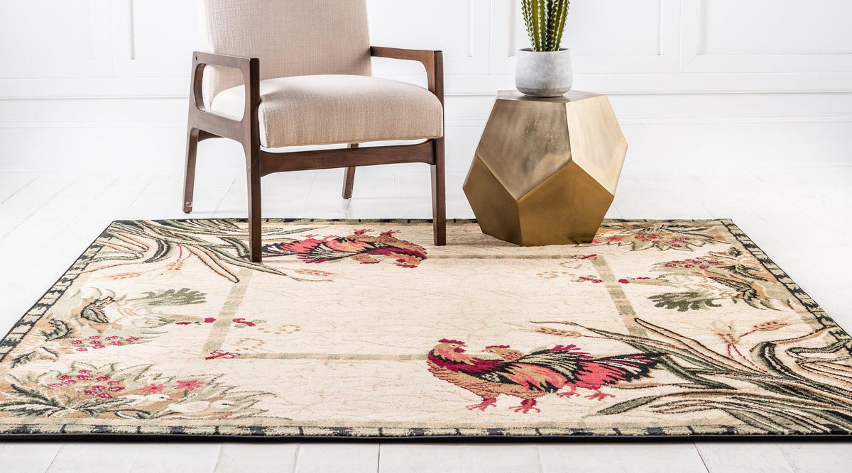 Rural Charm Collection Area Rug - Meadowbrook Square Cream  lifestyle 60