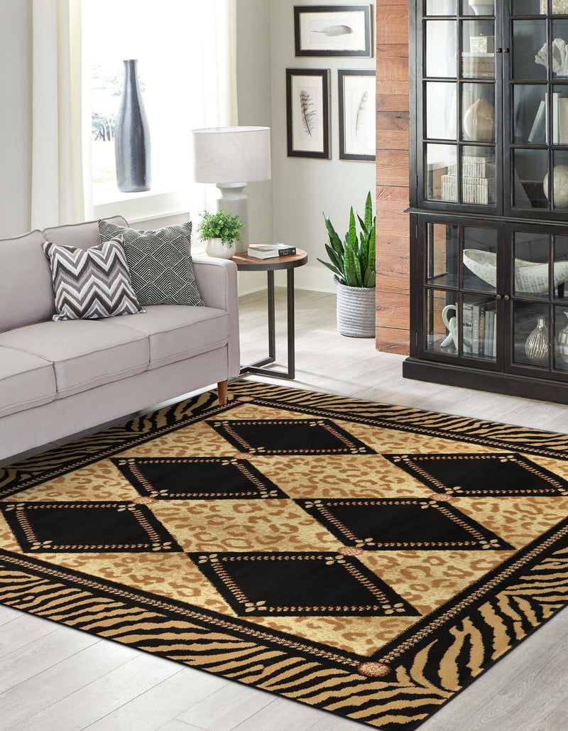 Savannah Sojourn Collection Area Rug -  Namib Square Light Brown  lifestyle 11