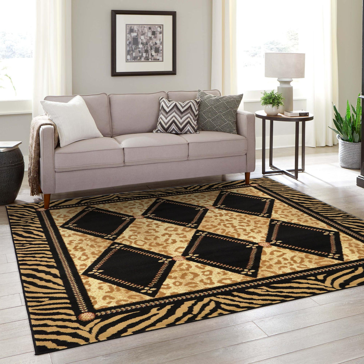 Savannah Sojourn Collection Area Rug -  Namib Square Light Brown  lifestyle 28