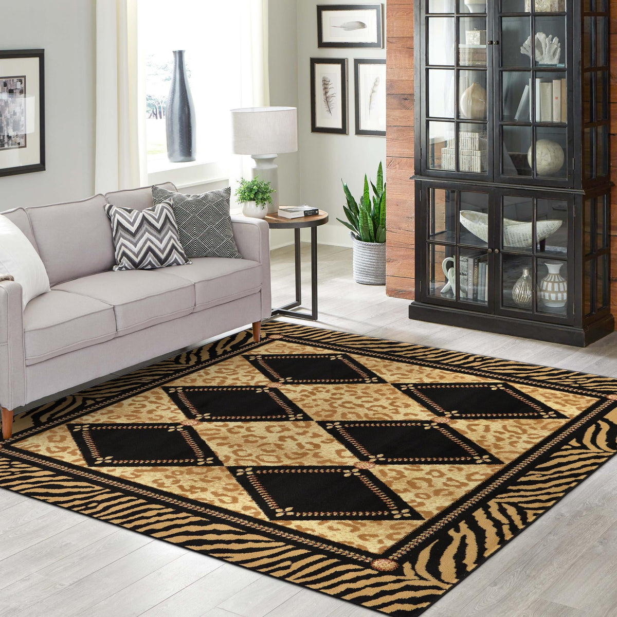 Savannah Sojourn Collection Area Rug -  Namib Square Light Brown  lifestyle 29