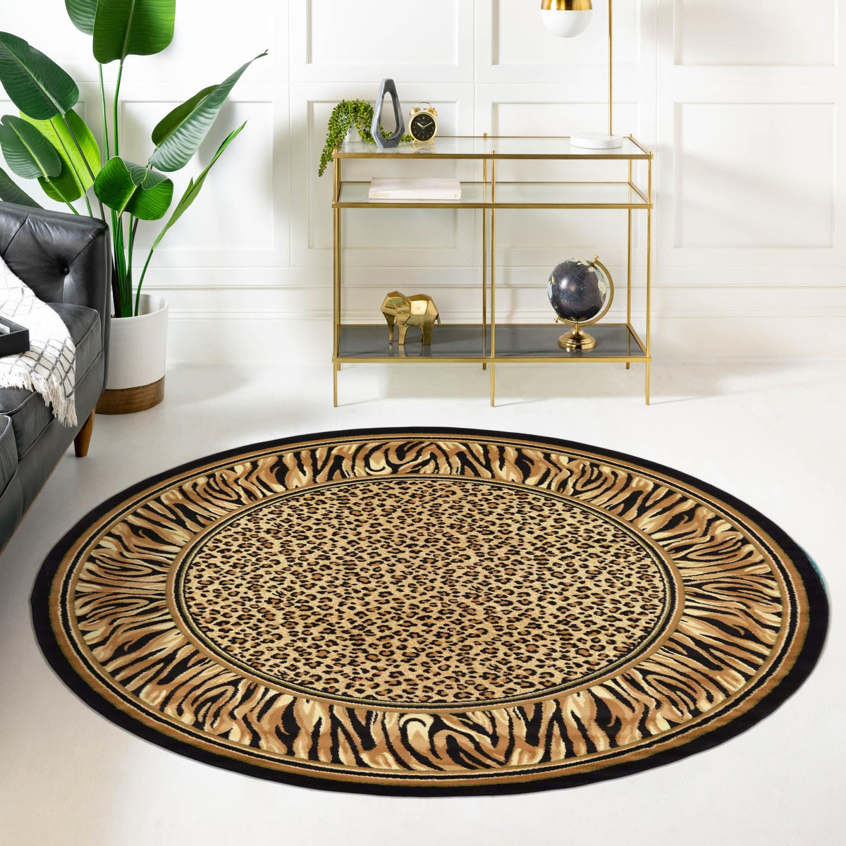 Savannah Sojourn Collection Area Rug -  Chobe Round Light Brown  lifestyle 72