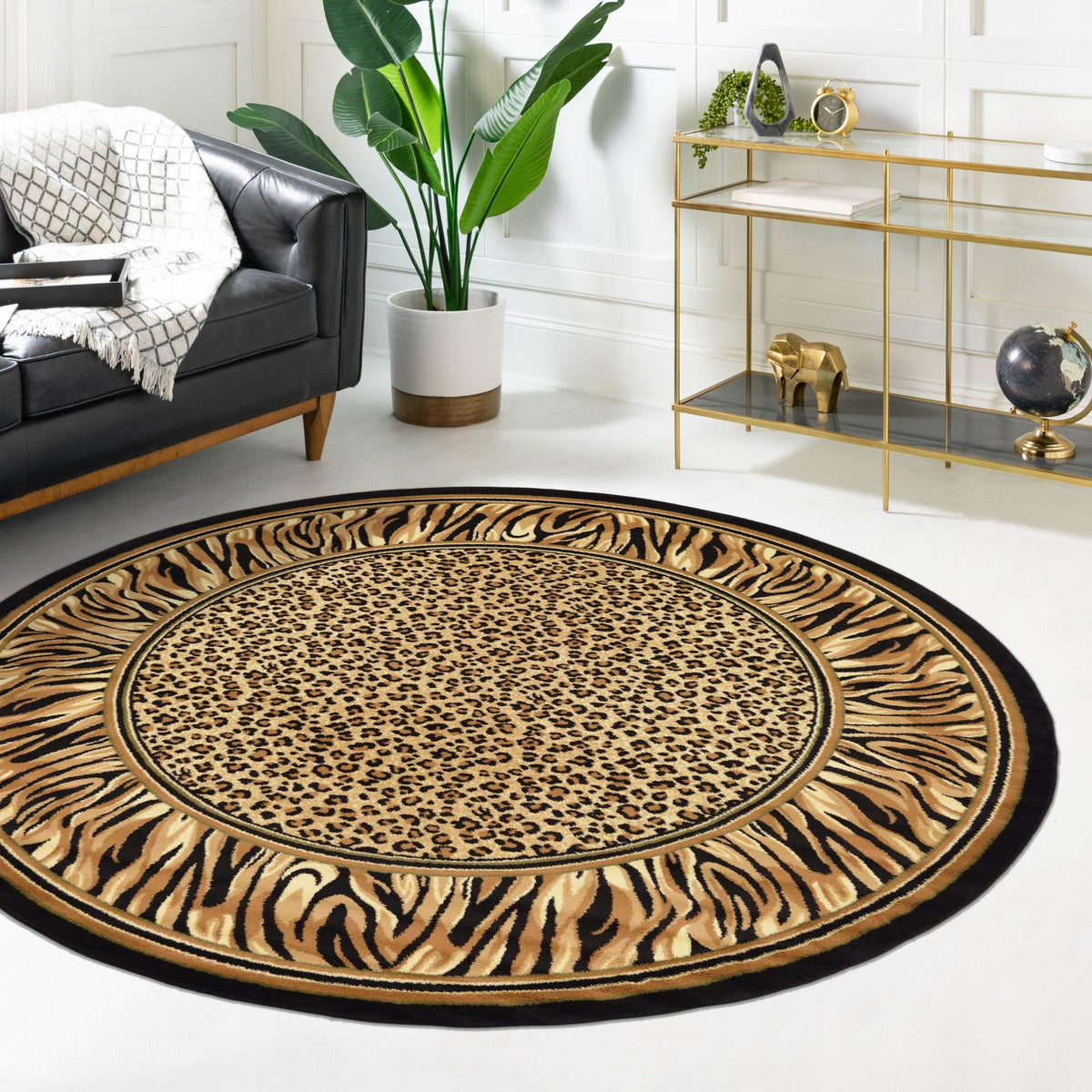 Savannah Sojourn Collection Area Rug -  Chobe Round Light Brown  lifestyle 76