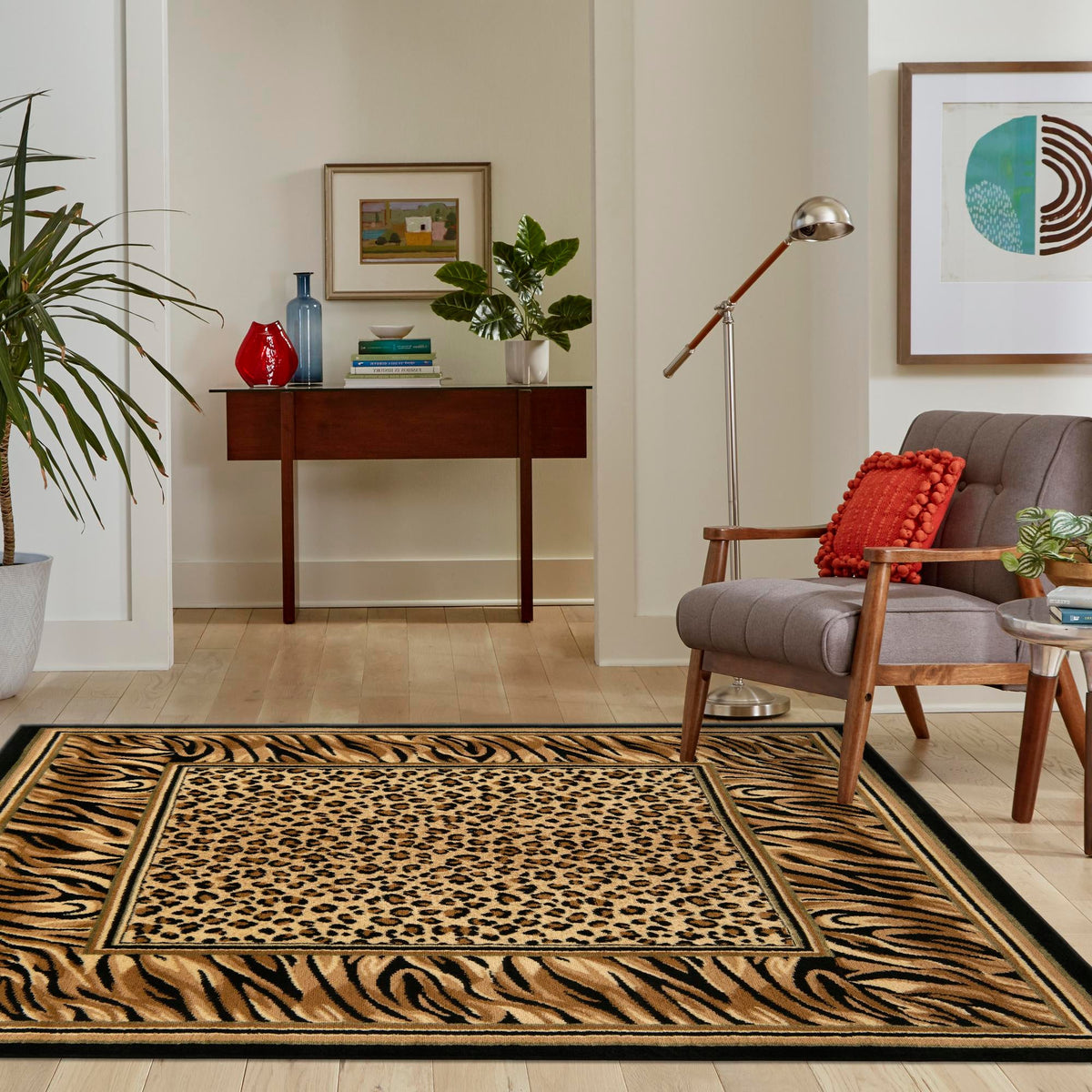 Savannah Sojourn Collection Area Rug -  Chobe Square Light Brown  lifestyle 77