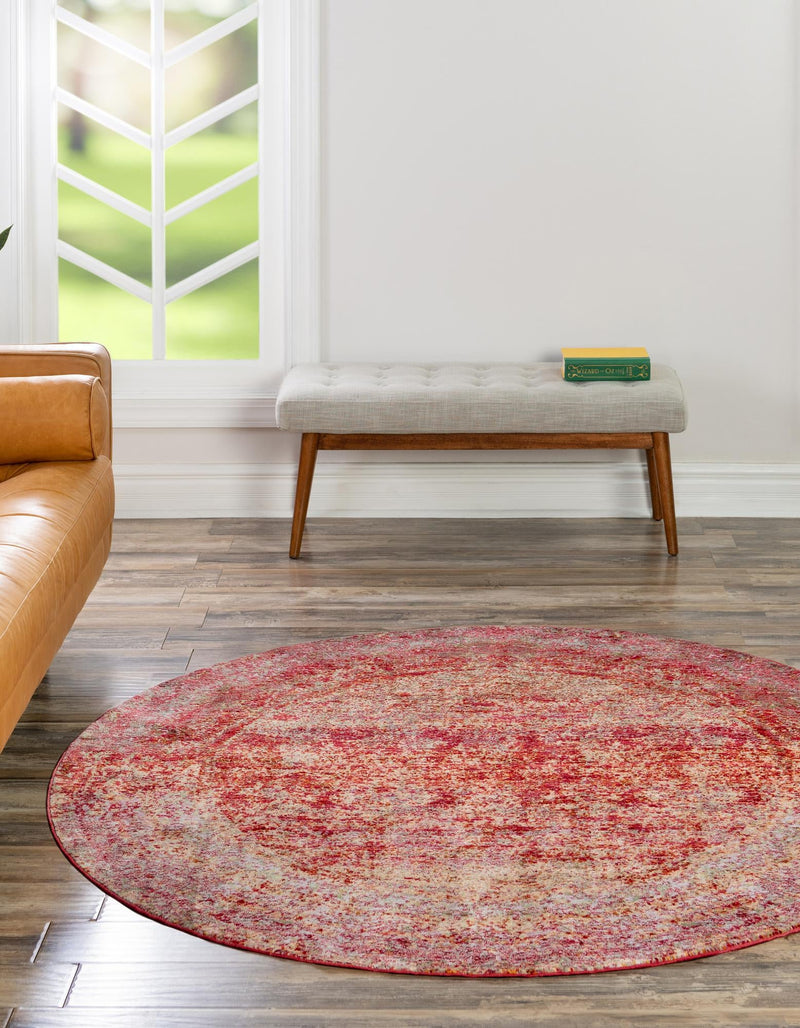 Lagoon Luxe Collection Area Rug -  Seafarer Round Red  lifestyle 58