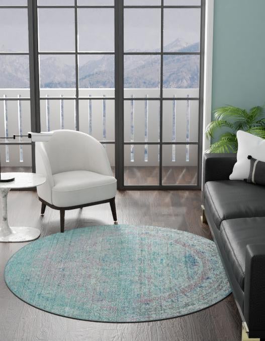 Lagoon Luxe Collection Area Rug -  Seafarer Round Light Blue  lifestyle 65
