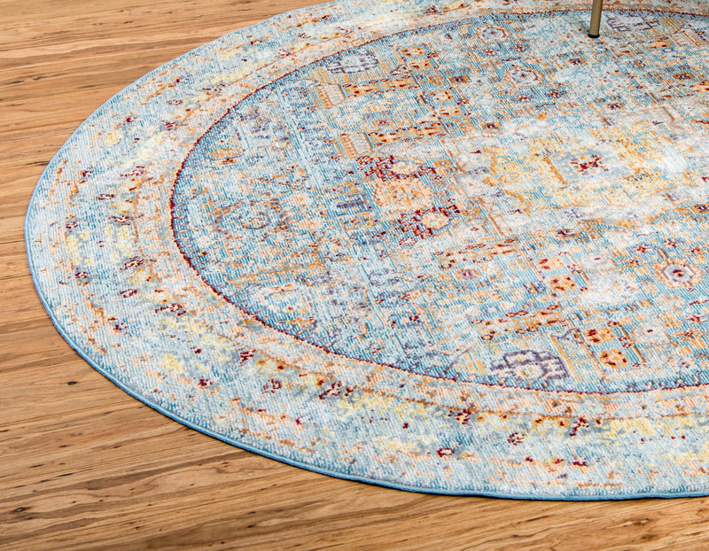 Lagoon Luxe Collection Area Rug -  Seahorse Round Light Blue  lifestyle 18