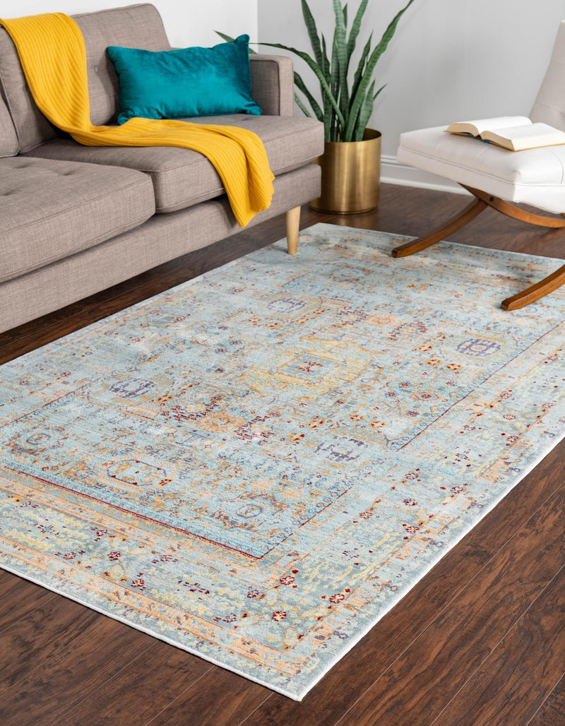 Lagoon Luxe Collection Area Rug -  Seahorse Rectangle Light Blue  lifestyle 3