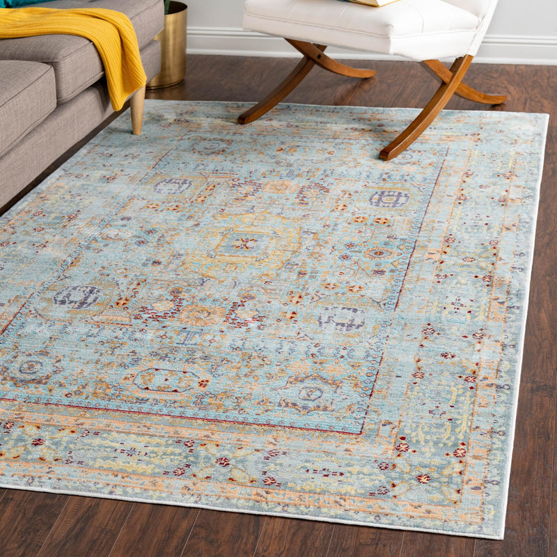 Lagoon Luxe Collection Area Rug -  Seahorse Rectangle Light Blue  lifestyle 5