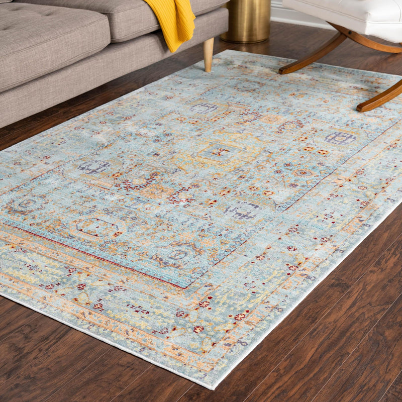 Lagoon Luxe Collection Area Rug -  Seahorse Rectangle Light Blue  lifestyle 6