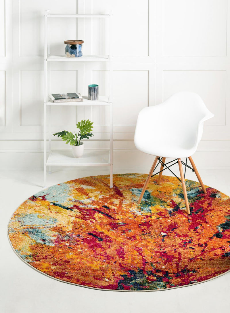 Marrakesh Elegance Collection Area Rug -  Amizmiz Round Multi  lifestyle 15