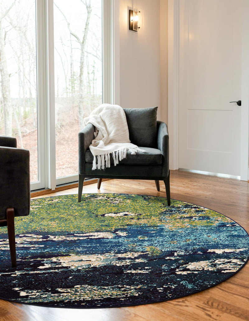 Marrakesh Elegance Collection Area Rug -  Figuig Round Navy Blue  lifestyle 35