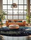 Marrakesh Elegance Collection Area Rug -  Figuig Round Navy Blue  lifestyle 47
