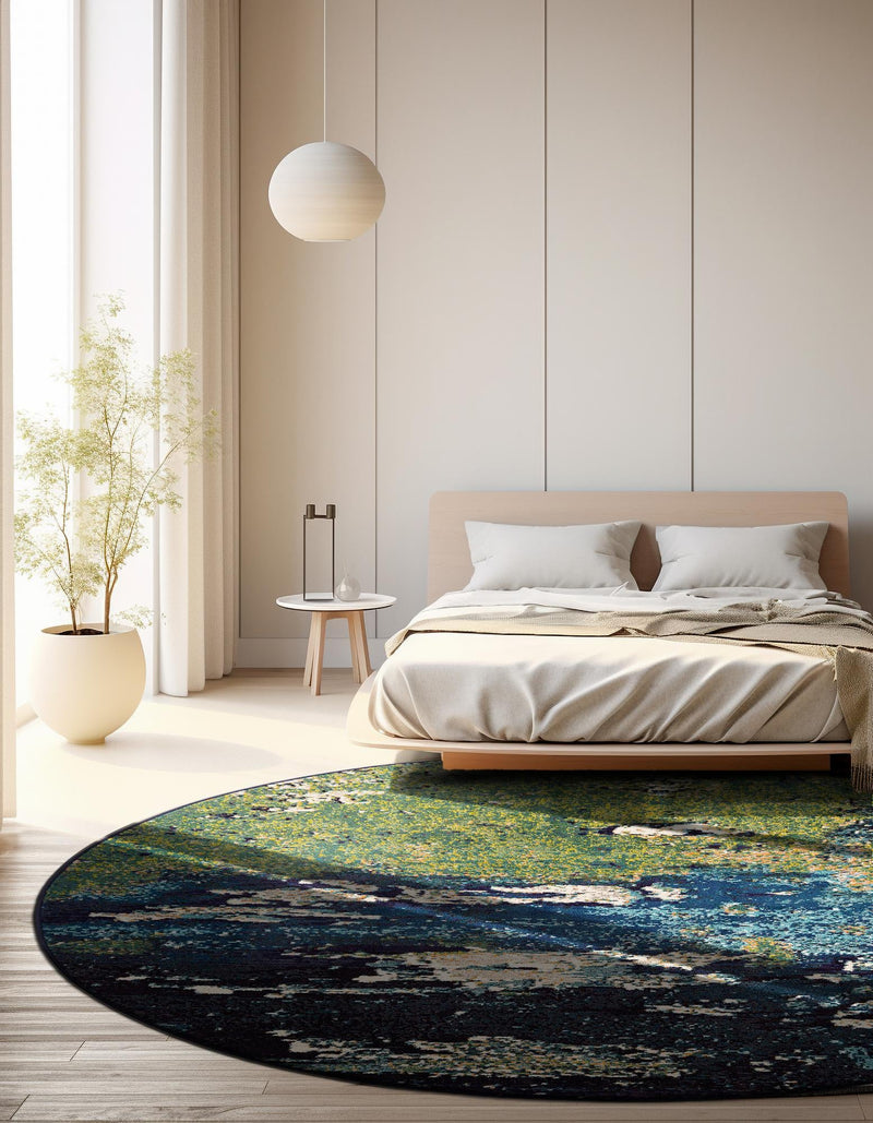 Marrakesh Elegance Collection Area Rug -  Figuig Round Navy Blue  lifestyle 50