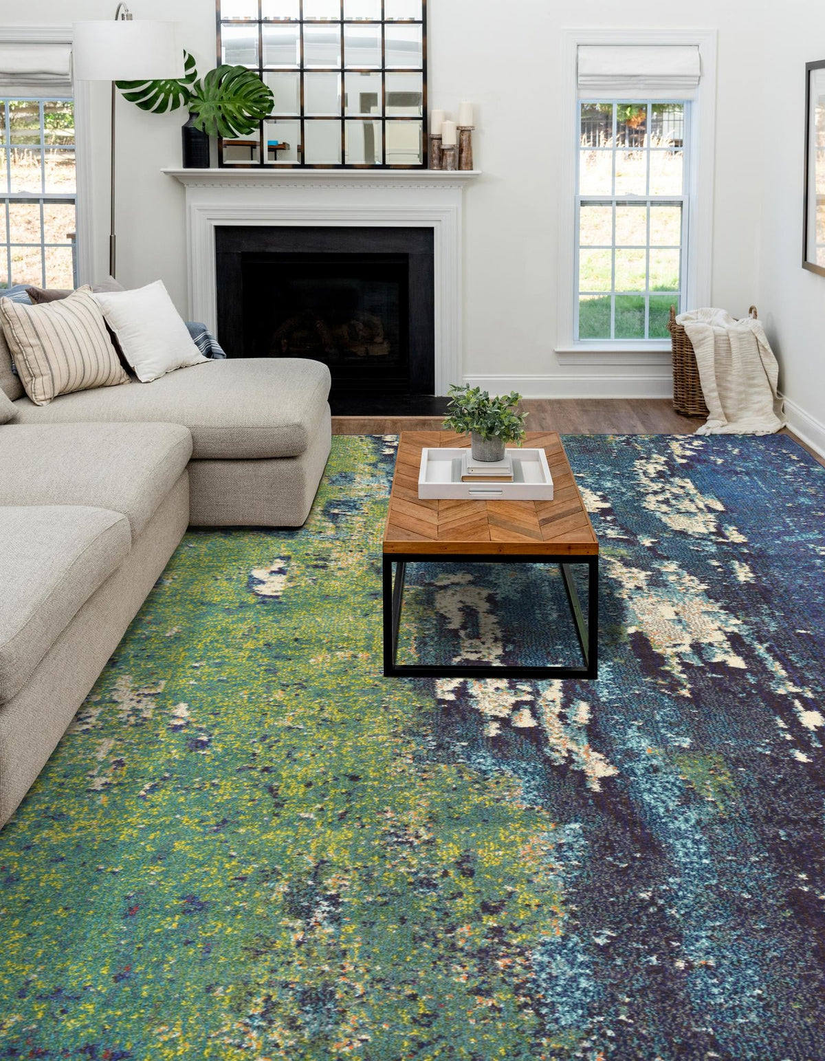 Marrakesh Elegance Collection Area Rug -  Figuig Rectangle Navy Blue  lifestyle 15