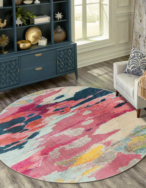 Marrakesh Elegance Collection Area Rug -  Skhirat Round Pink  lifestyle 30