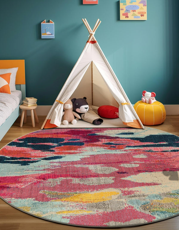 Marrakesh Elegance Collection Area Rug -  Skhirat Round Pink  lifestyle 38