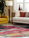 Marrakesh Elegance Collection Area Rug -  Skhirat Round Pink  lifestyle 58
