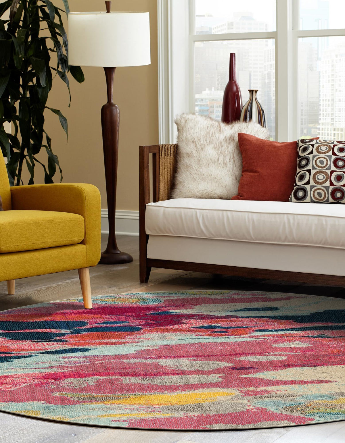 Marrakesh Elegance Collection Area Rug -  Skhirat Round Pink  lifestyle 58