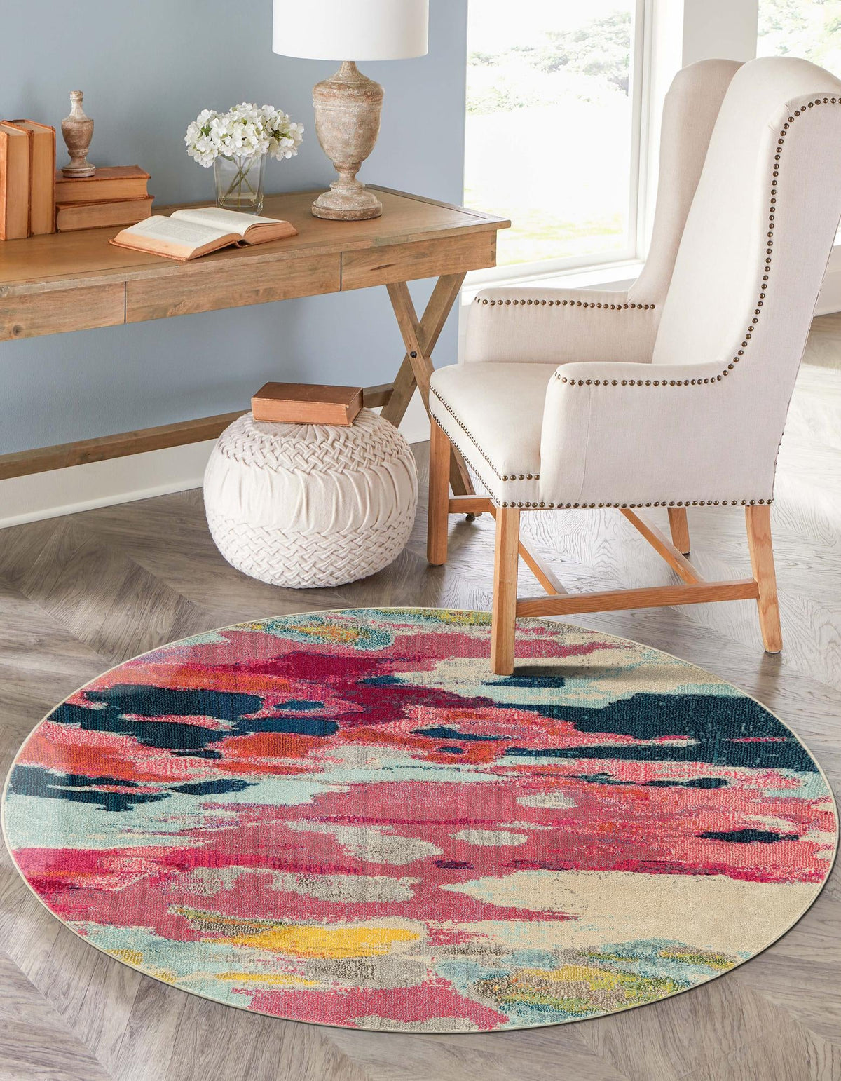Marrakesh Elegance Collection Area Rug -  Skhirat Round Pink  lifestyle 60