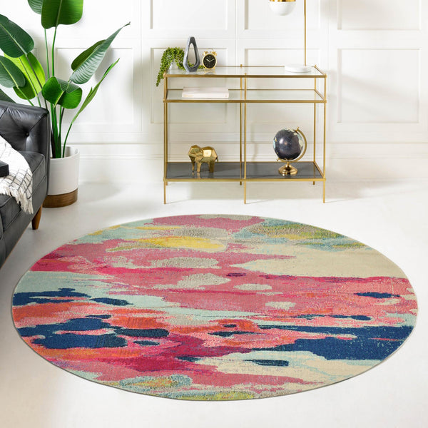 Marrakesh Elegance Collection Area Rug -  Skhirat Round Pink  lifestyle 108