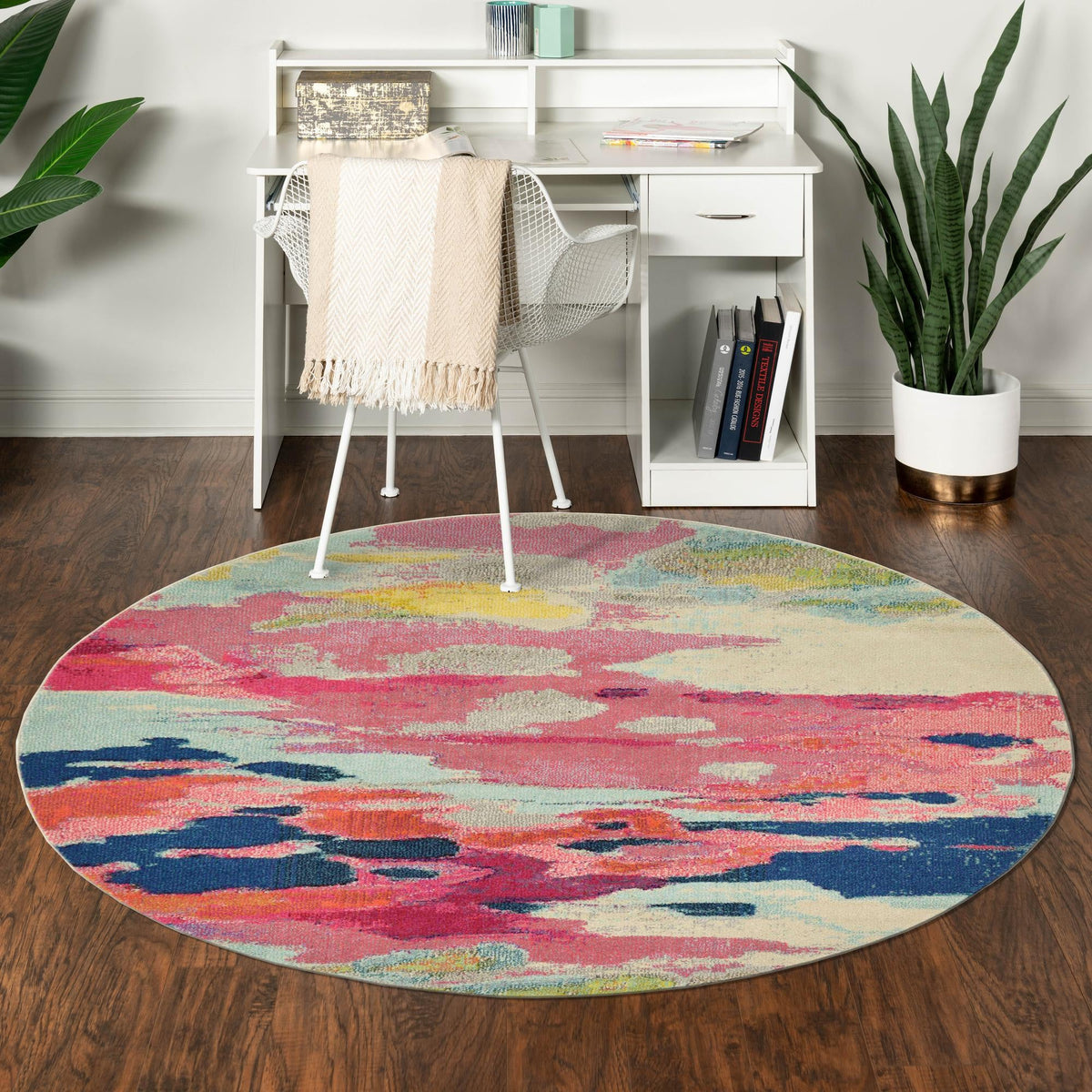 Marrakesh Elegance Collection Area Rug -  Skhirat Round Pink  lifestyle 112
