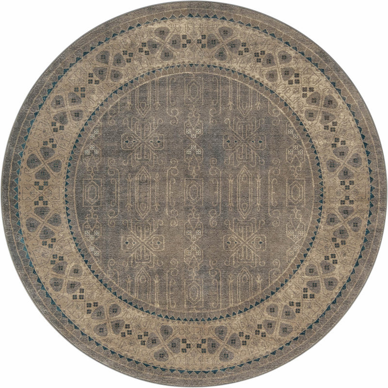 Salzburg Elegance Collection Area Rug - Mirabell Round Gray  lifestyle 26