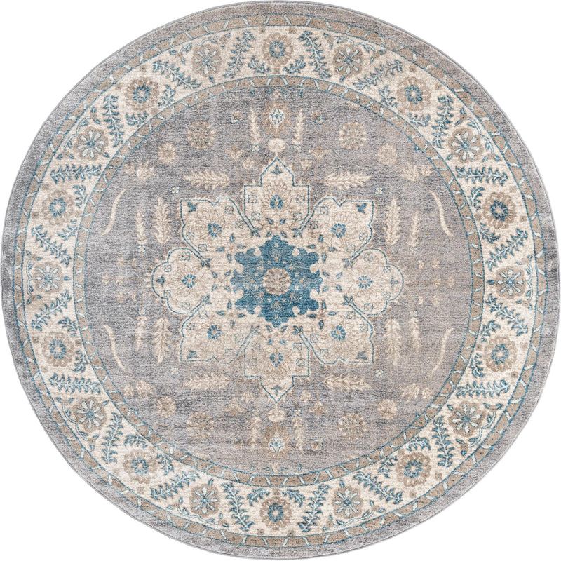 Salzburg Elegance Collection Area Rug -  Getreidegasse Round Gray  lifestyle 17