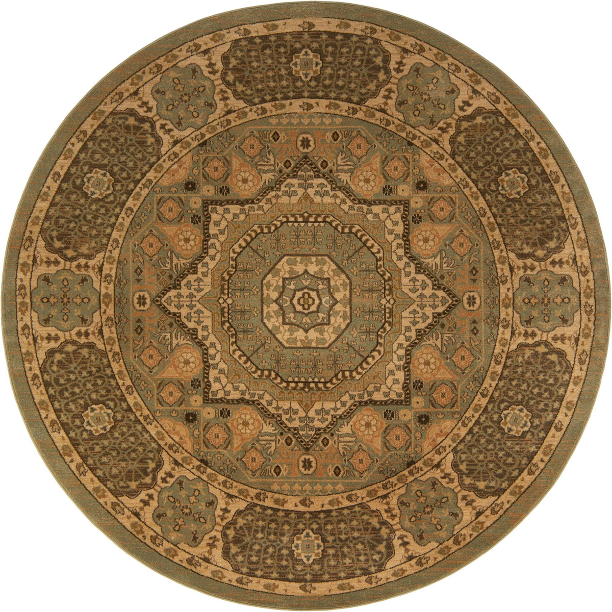 Ottoman Elegance Collection Area Rug -  Ephesus Round Light Green  lifestyle 120