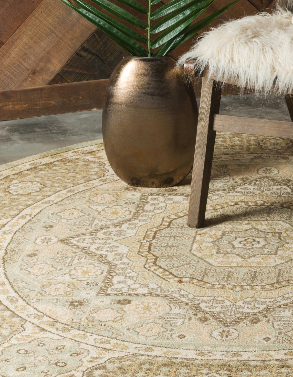 Ottoman Elegance Collection Area Rug -  Ephesus Round Light Green  lifestyle 67