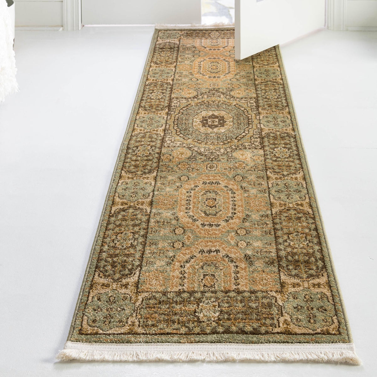 Ottoman Elegance Collection Area Rug -  Ephesus Runner Light Green  lifestyle 102