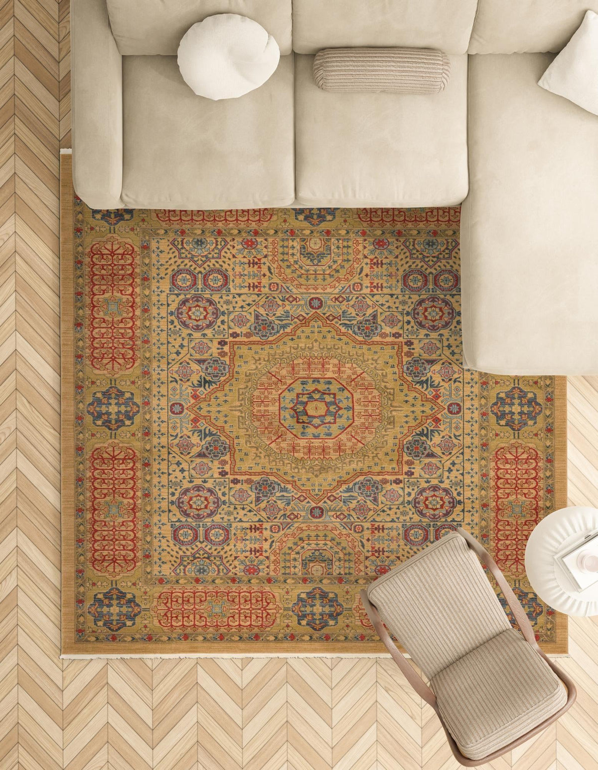 Ottoman Elegance Collection Area Rug -  Ephesus Rectangle Beige  lifestyle 65